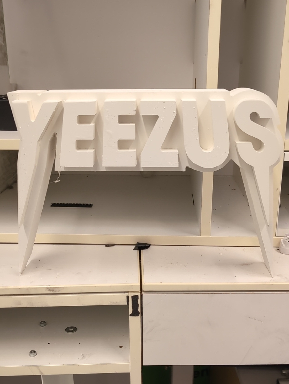 Yeezus Wooden Display Sign in White